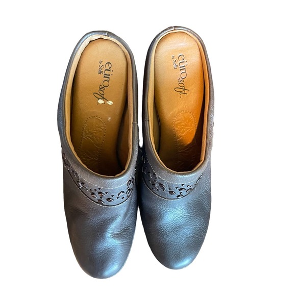 Sofft Brown Leather Studded Clog Heels Women’s Size 8 - Picture 7 of 9